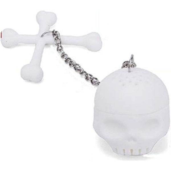 Silikoni Skull Tea Infuser Safe Irtolehtiset Teepussit Siiviläsuodatin Valkoinen1kpl)