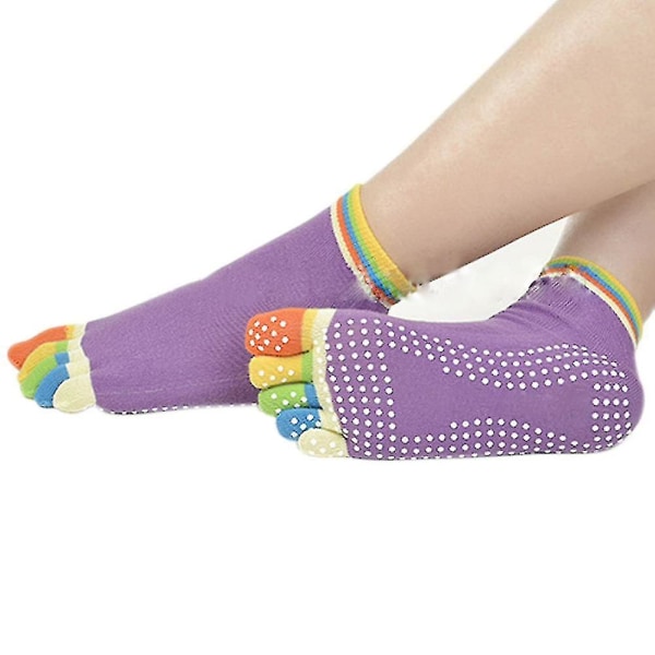 Nydesignede sokker Anti-slip fingre 5 tæer bomuldsstrømper til træning Sport Pilates Massage Yoga