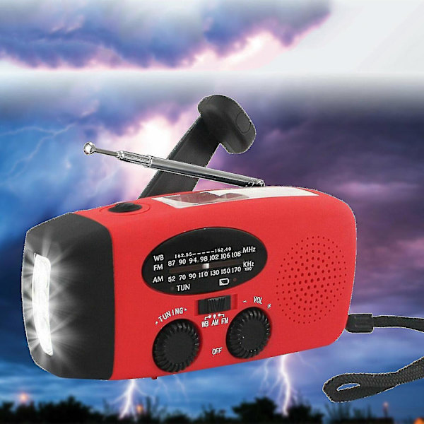 Nödhandvev Radio med Solpanel, AM/FM Dynamo LED Laddare