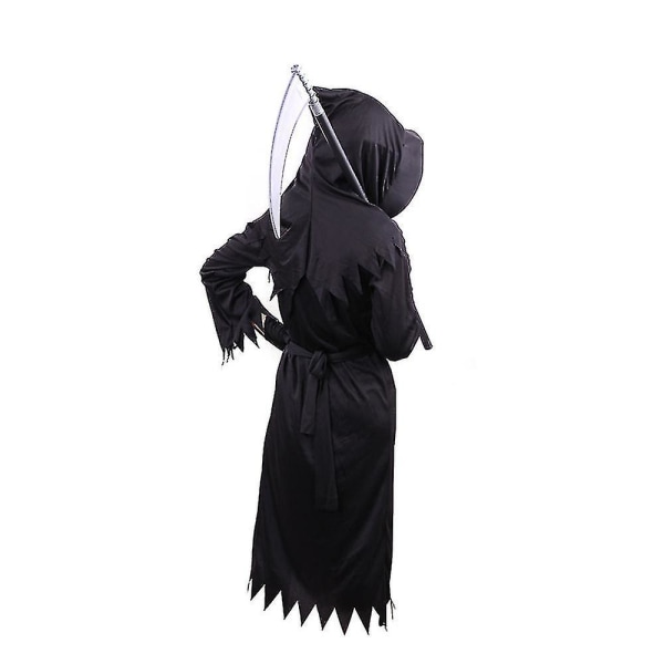 Grim Reaper-dräkt med röda ögon och lie för barn - Halloween-kostym för karneval 8-10 Years