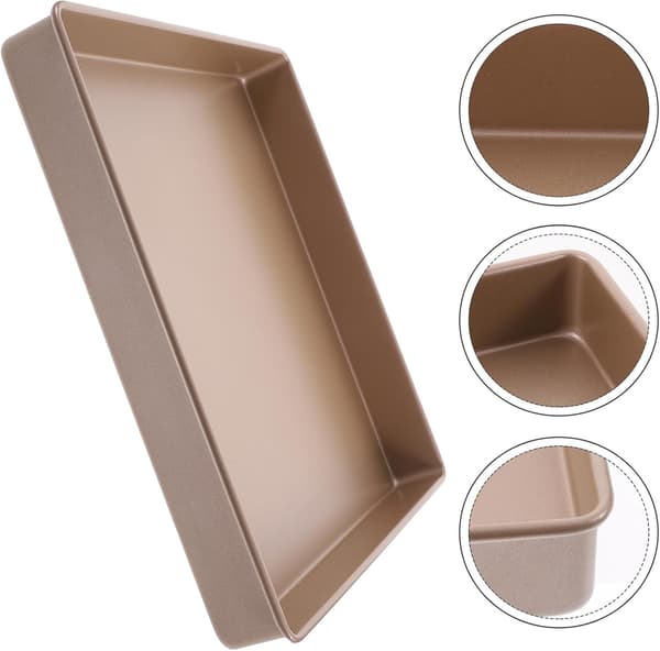 Firkantet bageform i kulstofstål, non-stick bageplade med multifunktionelt design, gylden farve, robust