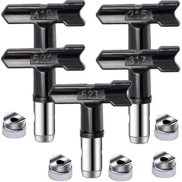 5 Piece Airless Paint Sprayer Nozzle Tips - 215, 317, 419, 521, 623