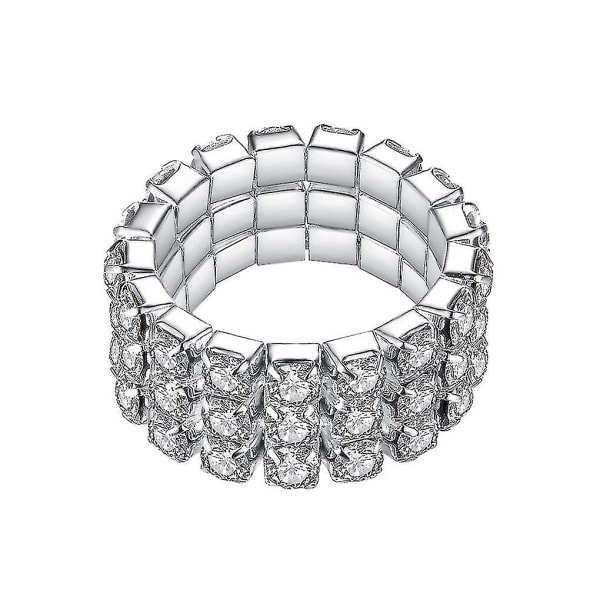 3 rad elastisk kristallring Stretch Rhinestone Joint Ring kvinna flicka smycken