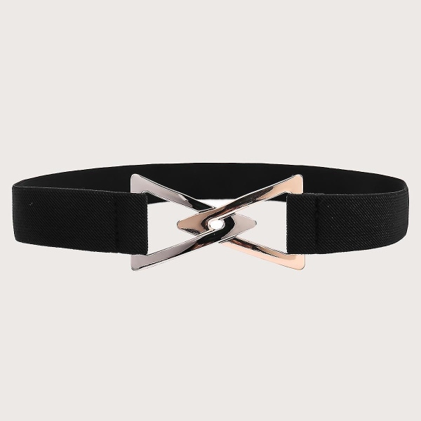 Elastic Adjustable Waist Belt Gold Silver Triangle Buckle Skinny Retro Black Elastic Belt Ladies1pcsblack