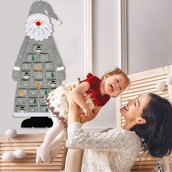 Jule-adventskalender Filt-væghængende lommer Nisselegetøj