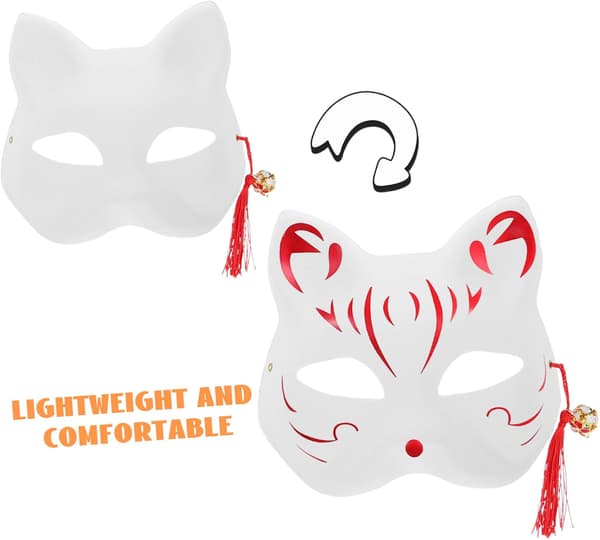 3 stk håndmalte dyremasker sett DIY blanke papirrev- og kattemasker