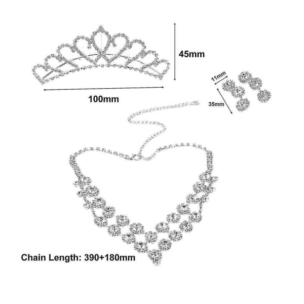 4st Legering Rhinestone Crown Halsband Örhängen Set