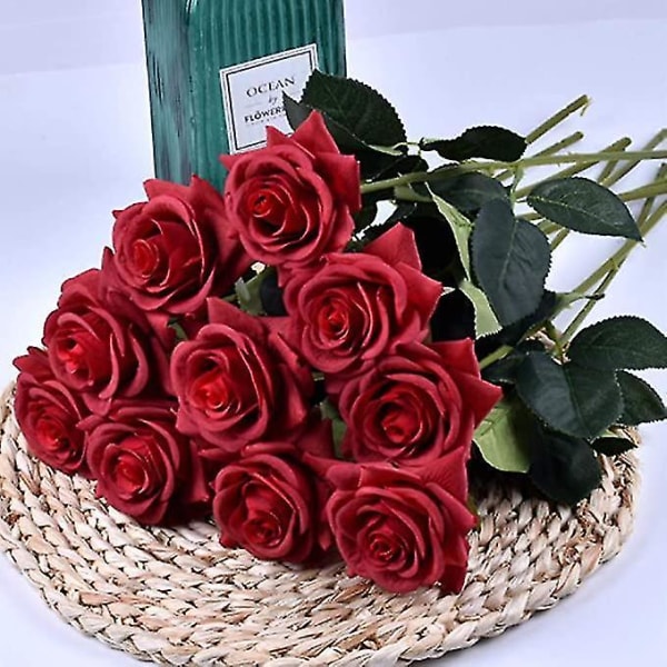 4stk kunstige roser Silkeblomst Enkeltstamme Fake Rose Bukett 7705 | Fyndiq