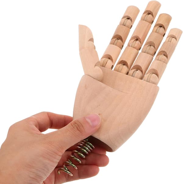 Trähandfigur för teckning, poserbar handmodell, DIY tom dockskapelse, ledad finger