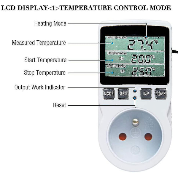 Digital / Opvarmning Køling Termostat Stik LCD Temperaturregulator