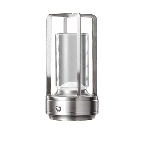 Lumison Crystal Lantern pöytälamppu, Kannettava metallipöytälamppu sisä- ja ulkokäyttöön, Ladattava LED-lamppu Silver