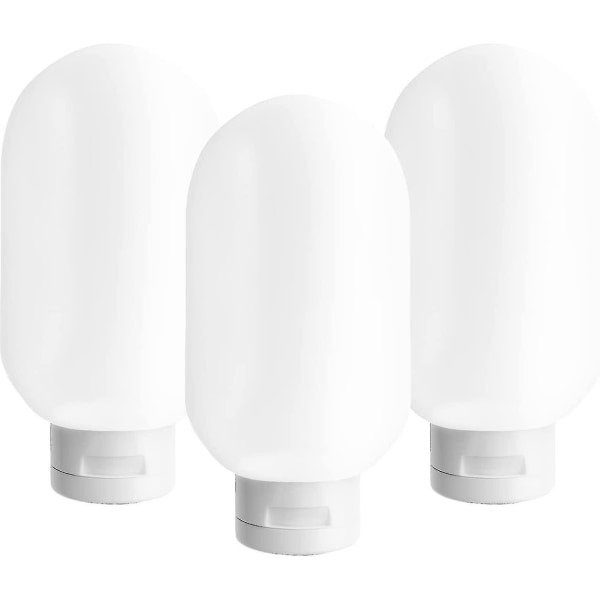 3-pack 60 ml läckagesäkra plastflaskor för resor, påfyllningsbara, klämbara, presentset