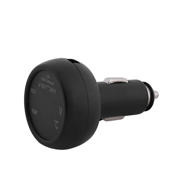 Multifunksjons Bil Voltmeter Termometer USB-lader
