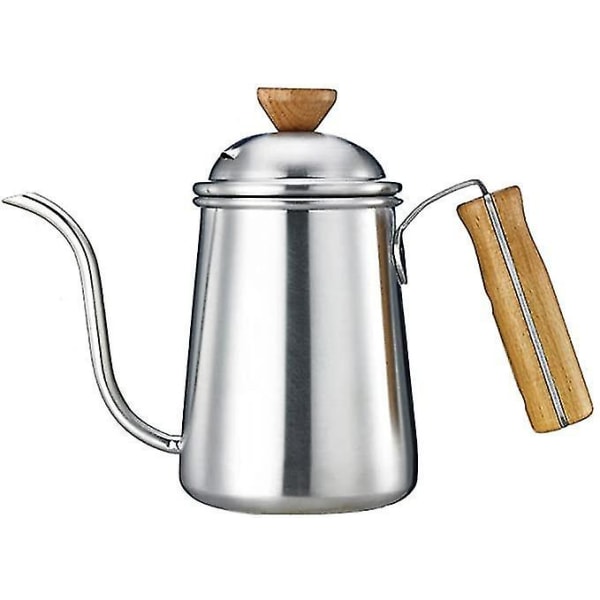 650 ml kaffekanne i rustfritt stål trehåndtak slankt