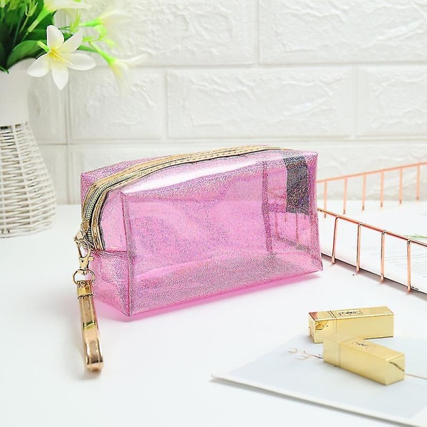 Waterproof Cosmetic Bags Pvc Transparent Zippered Toiletry Bag With Handle Strap