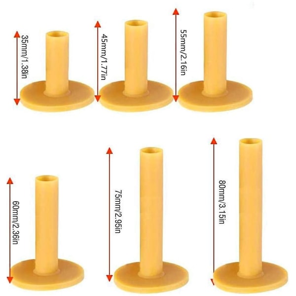 6 kpl Golf-tee-harjoitusmattoja, koot 35/45/55/60/75/80 mm