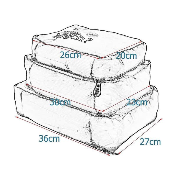 Ny 3-delt bærbar reiseoppbevaringspose Cube Organizer