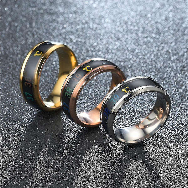 Titanium Stål Temperaturmonitor Digital Termometer Ring