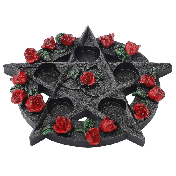 Nemesis lysestake Gothic Black Pentagram Rose Telys
