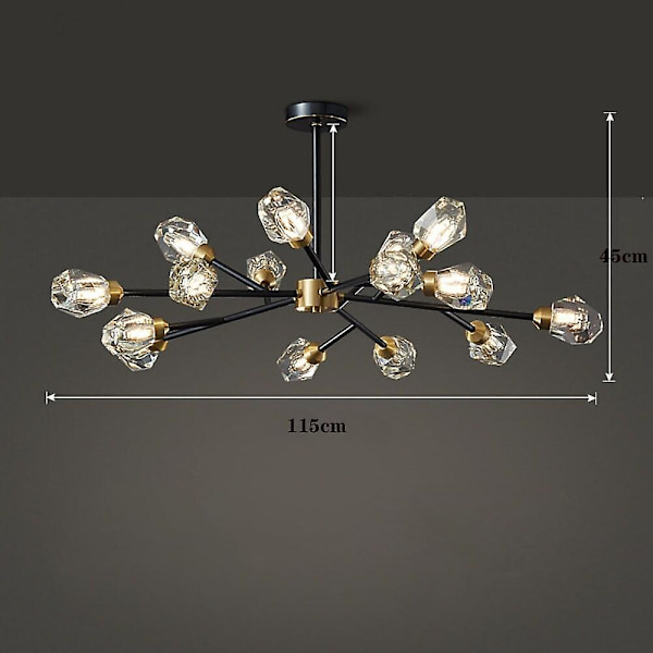 115cm Krystal Loftlampe Led Kobber Moderne