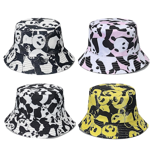 Avslappnad Fiskehatt All-match Cartoon Panda Bucket Hat För Vandring Camping C