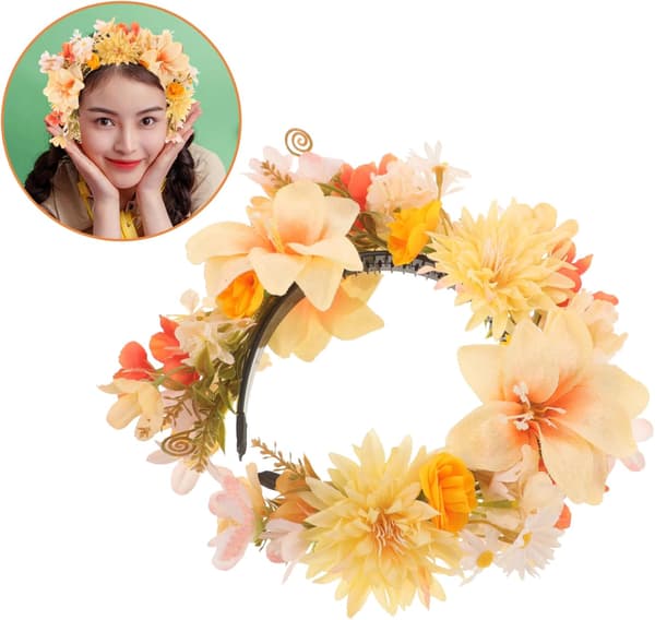 Blomsterpandebånd til kvinder Elegant kunstig blomsterhårkrans
