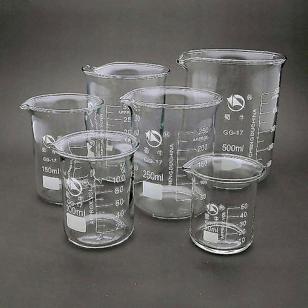 4 st Lab 25-500ml Hög Borosilikatglasbägare Kemi