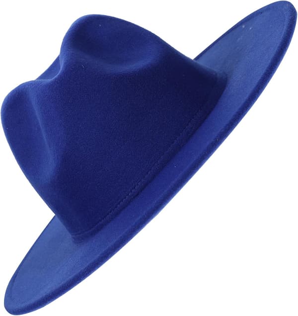 Tvåfärgad Fedora Hatt Klassisk Jazzmössa Bred Brätte Herrhattar Vintertillbehör Blå