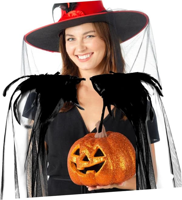 Halloween Reaper Kappe Sort Tyl Spøgelseskappe til Vampyr Performance Kostume Bindelukning