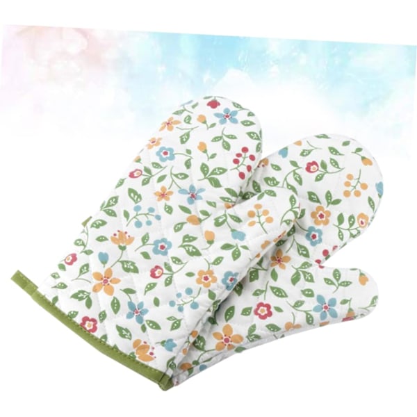 1 par ovnhandsker med blomsterdesign, bagehandsker, varmebeskyttelse