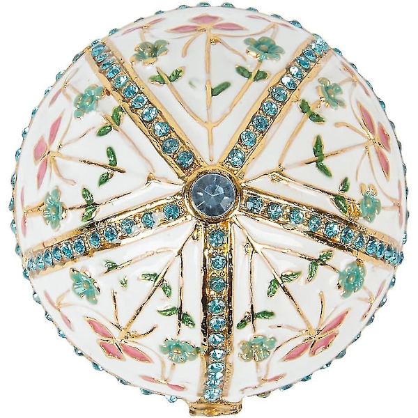 Käsinmaalattu emaloitu Fabergé-munan tyylinen koristeellinen saranallinen korurasia ainutlaatuinen lahja