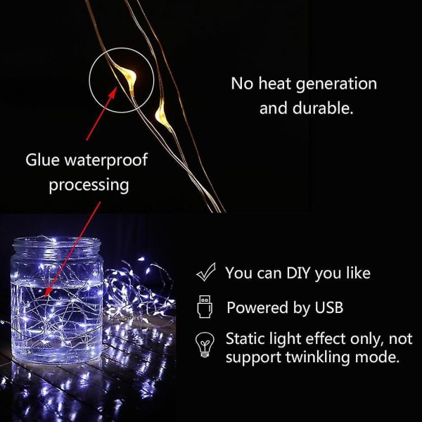 Waterproof 5m 50LED Silver Wire String Fairy Light Lamp