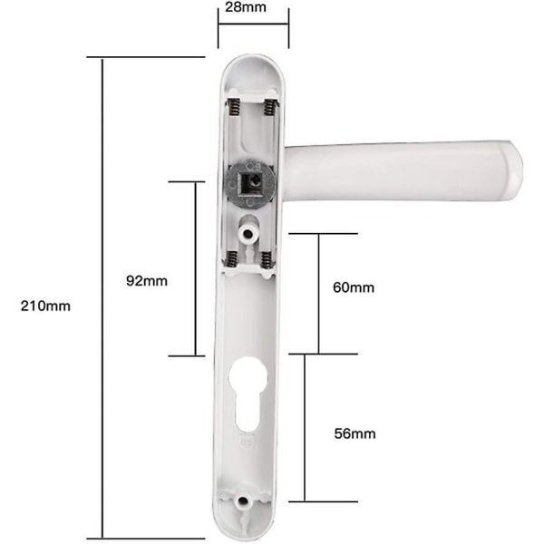 1 Par PVC Dörrhandtag, Dörrhandtag Krom Yttre Dörr Yttre Dörrhandtag 92pz Fjäder Dubbelglas