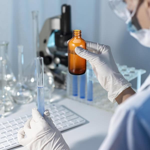 Ravfarvede runde glasflasker 120 ml med bakelitlåg, 4 stk. til æteriske olier og rejsedispensere