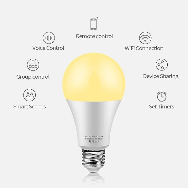 Wifi Led Tuya Smart Light Bulb Rgb Bluetooth App Himmennettävä