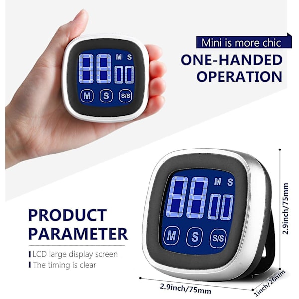 Digital Køkken Kogetimer Med Nedtælling Stopur Timer, Magnetisk Timer Ur