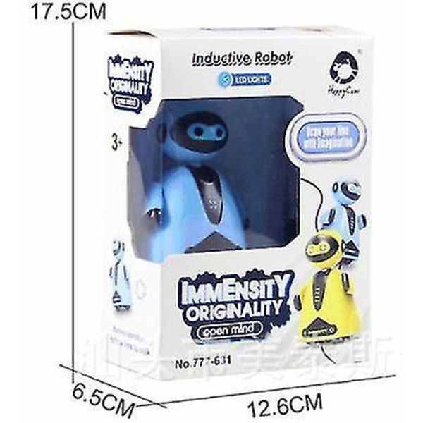 Induktiv Elektrisk Robot med LED-ljus, Spårfordon för Barn | RC-Robot (Blå)