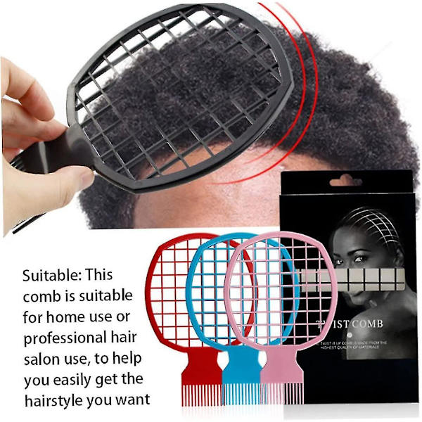 Twist Kam Curl Kam Twist Hår Spoler Børst Hår Styling Værktøj Til Mænd Pink 1stk