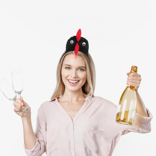 Kyllinghodebånd 2 stk Dyrehår Bøyle Rekvisitt 3D Svart og Hvit Hane Design