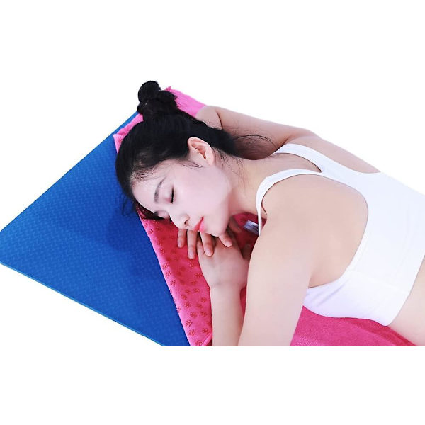 Yogamatta Handduk med Nätväska, Snabbtorkande Halkskyddande Prickigt Grepp, Pilates Handduk, 183*63cm Green