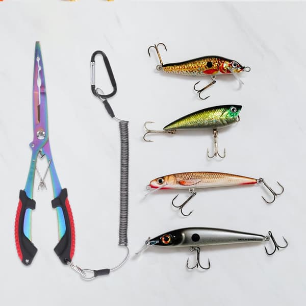 Multifunksjonell fisketang i rustfritt stål med lang nese, krokfjerner, linetang, leppegriper