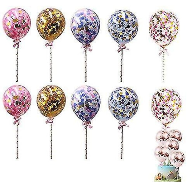 Roseguld Konfetti Ballon Kage Topper Mini Balloner