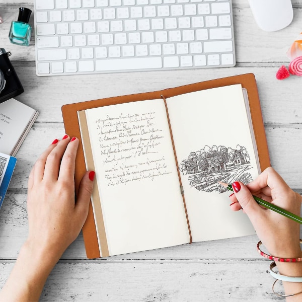 Reisejournal, Vintage Skrivejournal Planner med Lommer