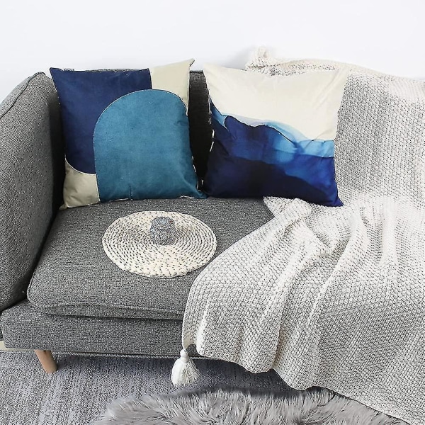 Kuddfodral Växtblad Geometrisk Mönster Kuddeöverdrag För Soffa Heminredning