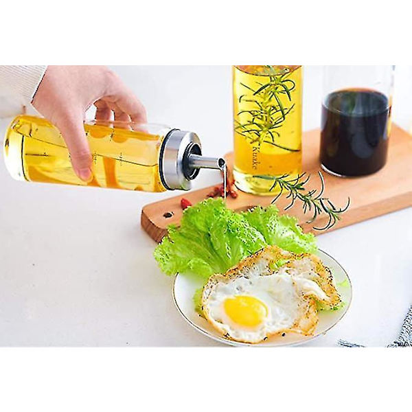 Olivenolie- og Eddikeflaske i Glas med Måleskala og Anti-Dryp Funktion