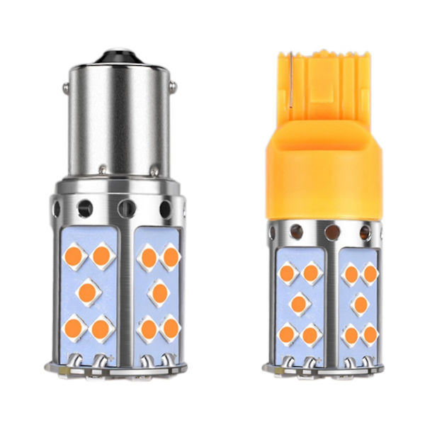 2 stk LED Pære 3030 35smd Canbus LED Lampe Kompatibel med Bil Blinklys Amber Belysning 12v 24v, 1 stk