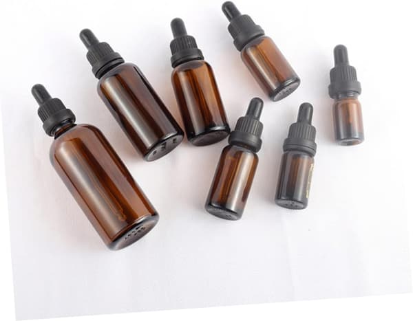 8 stk. 30 ml brune glasflasker til æteriske olier med sorte dråbehætter Små parfumeflasker