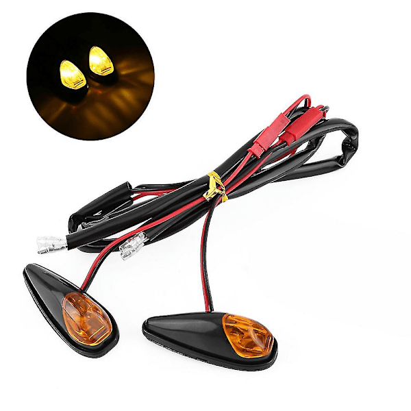 Motorcykel Blinklys, Universelle Motorcykel Blinklys LED Motorcykel Flush Mount Blinklys Lygte Amber Sort Skal (2 stk
