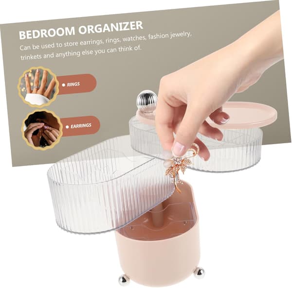 Makeup Organizer Etui Roterende Kosmetik Opbevaringsboks Rum Robust Plast Skrivebords Hår Tilbehør Organizer