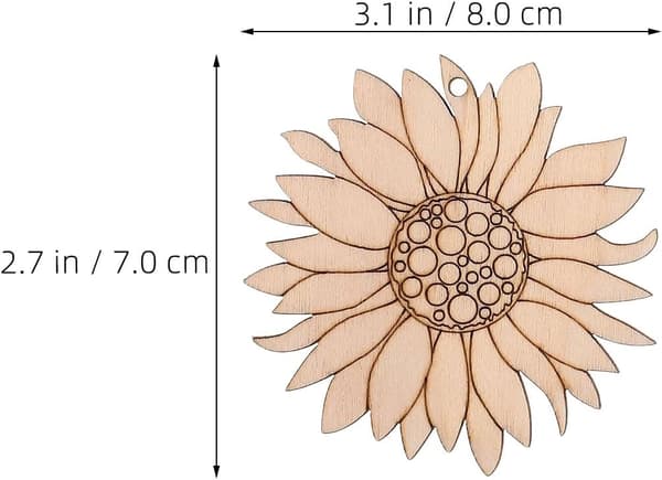 60 st blommiga träskivor, oavslutade träblommor för målning